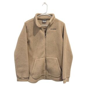 Columbia‎ Sherpa Fleece Jacket Womens XL Ivory Full Zip Cozy Winter Jacket